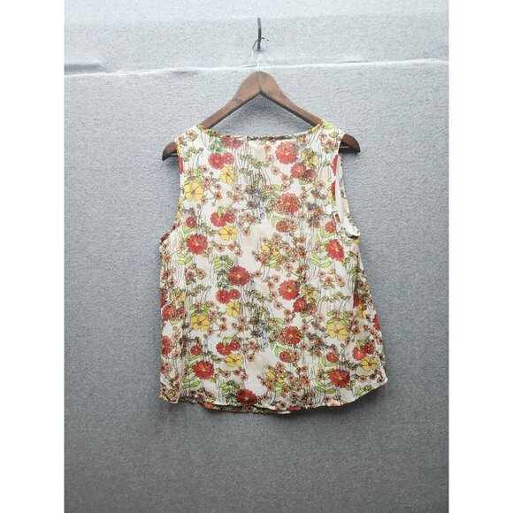 Cato Womens Floral Sleeveless Blouse Size L Lightweight 100% Polyester - Picture 5 of 5